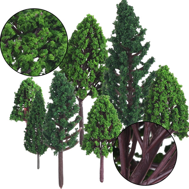 Bememo 22 Pieces Model Trees 1.18-6.29 inch Mixed Model Tree Train Trees Railroad Scenery Diorama Tree Architecture Trees for DIY Scenery Landscape, Natural Green - Image 3